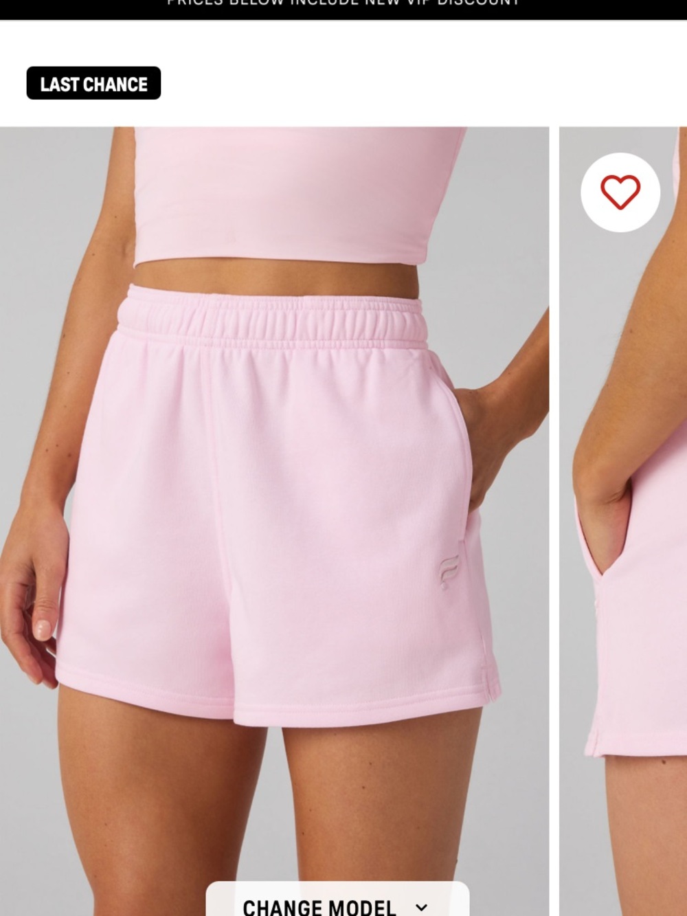 Year Round Terry Shorts- Fabletics Soft pink size M